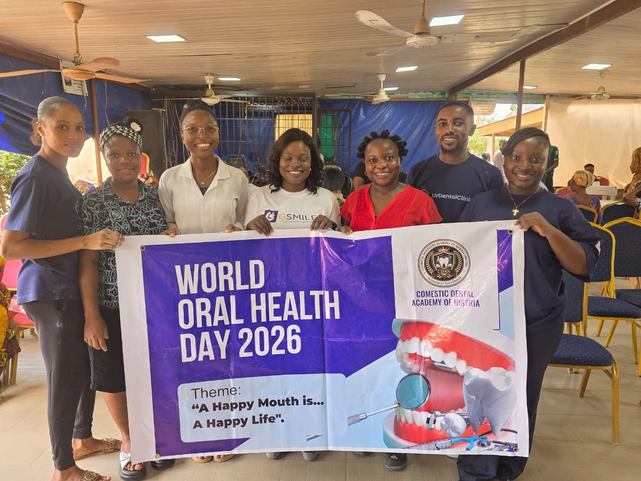 Setting up at the World Oral Health Day event